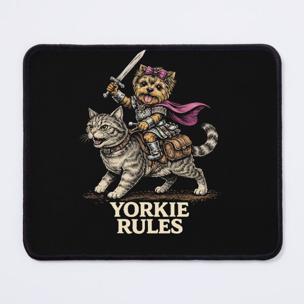 Item preview, Yorkie Rules – Funny Yorkshire Terrier Warrior Riding Cat, Cute Dog Meme Gift for Yorkie Lovers designed and sold by VibeOffline Studio.