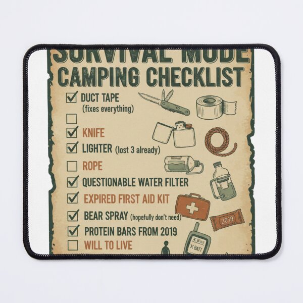 Item preview, Survival Mode Camping Checklist designed and sold by BeastandBanshiLLC.