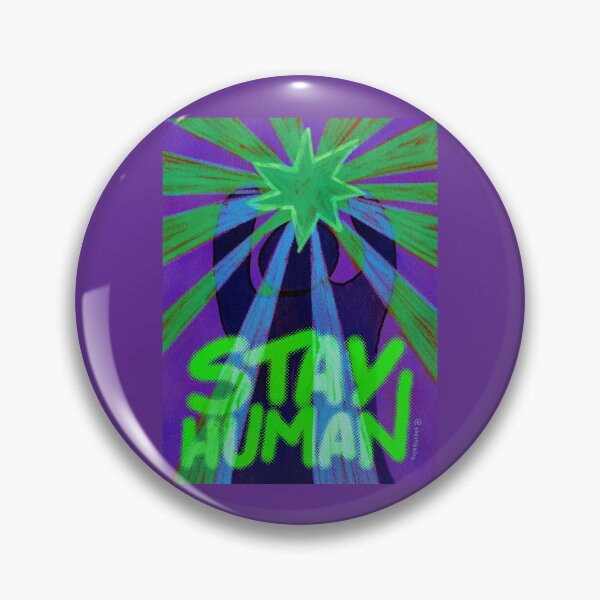 Item preview, Stay Human Graphic Typography Surreal Illustration Purple Version designed and sold by ghostieking.