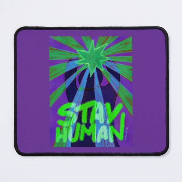 Item preview, Stay Human Graphic Typography Surreal Illustration Purple Version designed and sold by ghostieking.