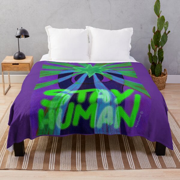 Item preview, Stay Human Graphic Typography Surreal Illustration Purple Version designed and sold by ghostieking.
