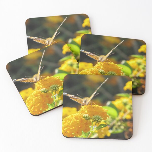 Item preview, Yellow Butterfly Feeding on Vibrant Lantana Flowers in a Sunlit Garden Macro Close-Up  designed and sold by Nmallia.