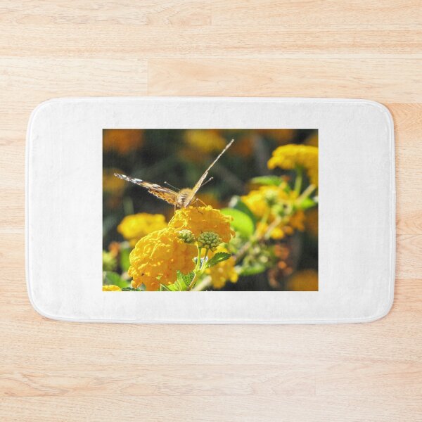 Item preview, Yellow Butterfly Feeding on Vibrant Lantana Flowers in a Sunlit Garden Macro Close-Up  designed and sold by Nmallia.