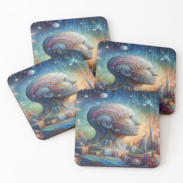 Item preview, Futuristic Cyber Portrait with Cosmic Energy, Floral Elements and Vibrant Colors designed and sold by FotoworldEdel.