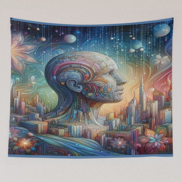 Item preview, Futuristic Cyber Portrait with Cosmic Energy, Floral Elements and Vibrant Colors designed and sold by FotoworldEdel.