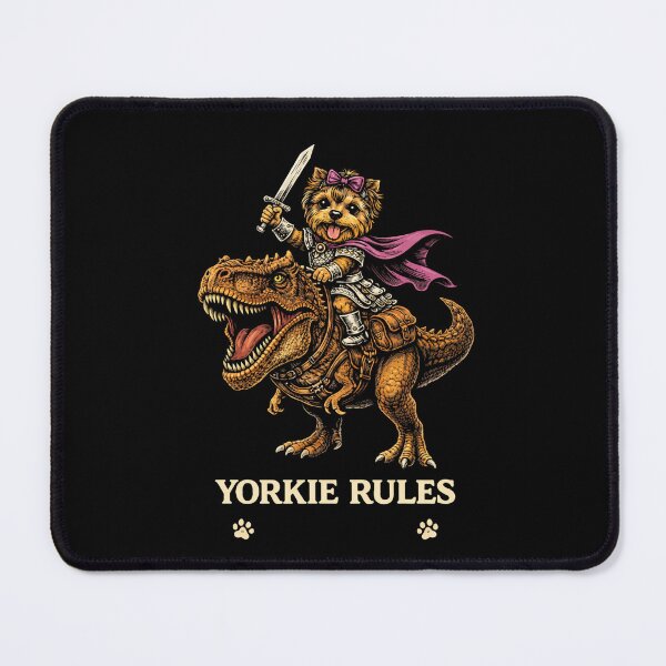 Item preview, Yorkie Rules – Funny Yorkshire Terrier Riding T-Rex Dinosaur, Cute Yorkie Meme Dog Lover Gift designed and sold by VibeOffline Studio.