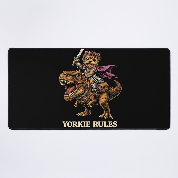 Item preview, Yorkie Rules – Funny Yorkshire Terrier Riding T-Rex Dinosaur, Cute Yorkie Meme Dog Lover Gift designed and sold by VibeOffline Studio.
