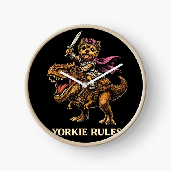 Item preview, Yorkie Rules – Funny Yorkshire Terrier Riding T-Rex Dinosaur, Cute Yorkie Meme Dog Lover Gift designed and sold by VibeOffline Studio.