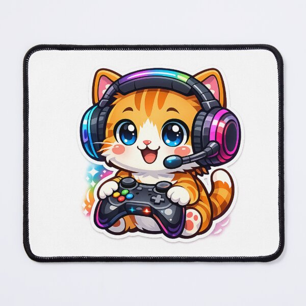 Item preview, Cute Gamer Cat with Headset – Kawaii Gaming Kitten Controller Sticker designed and sold by irfanshikh.