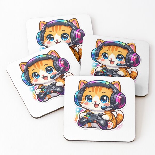 Item preview, Cute Gamer Cat with Headset – Kawaii Gaming Kitten Controller Sticker designed and sold by irfanshikh.