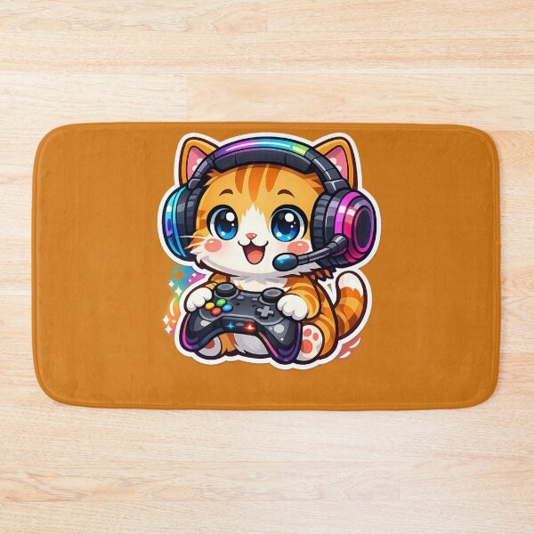 Item preview, Cute Gamer Cat with Headset – Kawaii Gaming Kitten Controller Sticker designed and sold by irfanshikh.