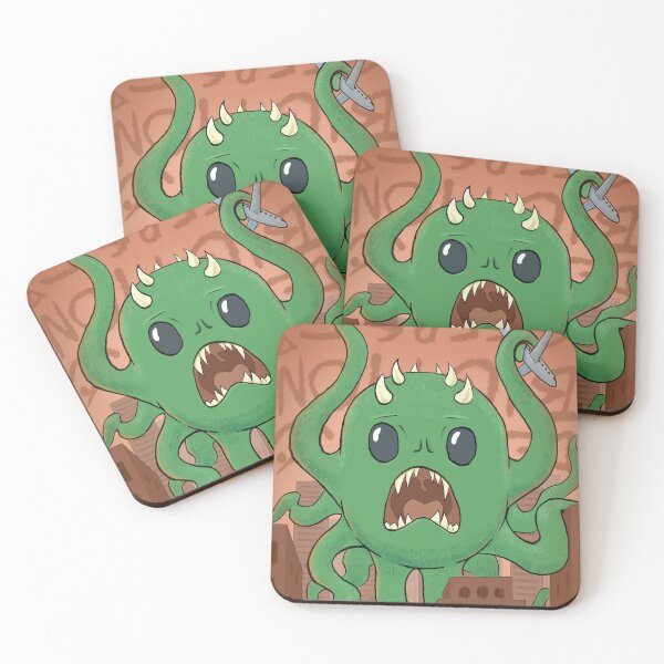 Item preview, Giant Baby Monster Attacks the City – Green Kaiju on Orange, Funny Horror Creature Art Print 01B02 designed and sold by RipeRambutanArt.