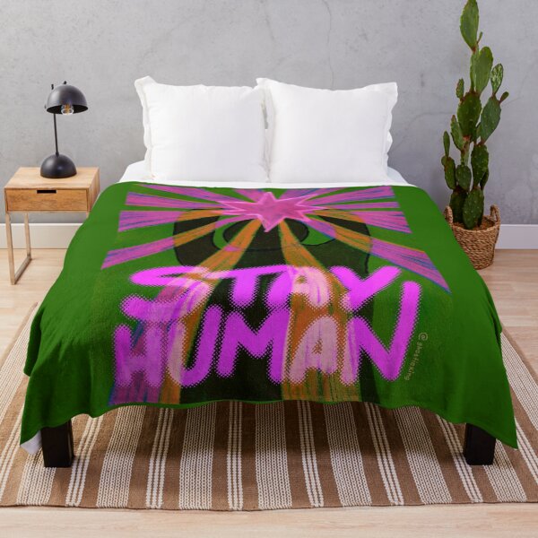 Item preview, Stay Human Graphic Typography Surreal Illustration Pink Version designed and sold by ghostieking.