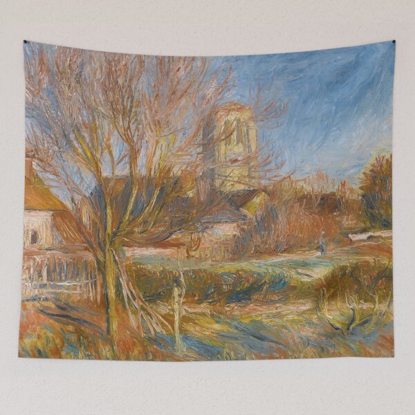 Item preview, Leglise a Essoyes by Pierre-Auguste Renoir: Warm Impressionist Village Landscape designed and sold by artofuniverse.