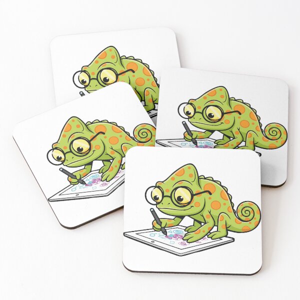 Aperçu de l'œuvre Caméléon Artiste Numérique Tablette Graphique Mascotte créée et vendue par PixelStudioBe.