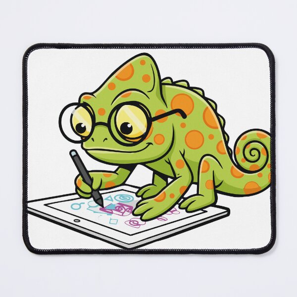 Aperçu de l'œuvre Caméléon Artiste Numérique Tablette Graphique Mascotte créée et vendue par PixelStudioBe.