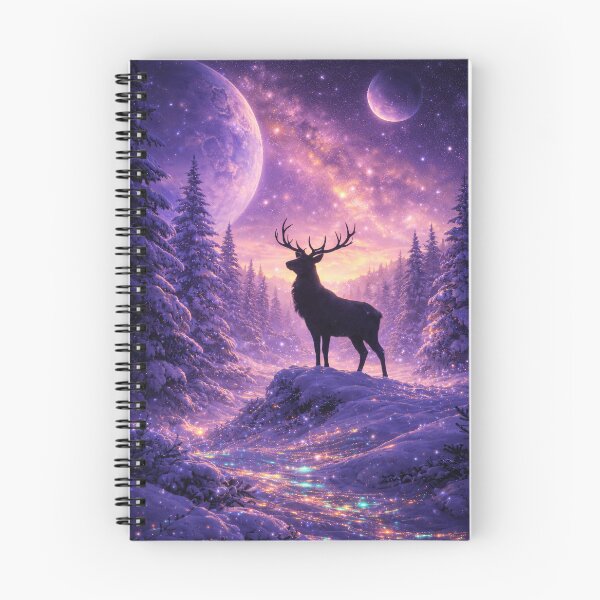 Item preview, Cosmic Elk in Winter Forest Beneath Galactic Sky designed and sold by ImaginingNebulae.