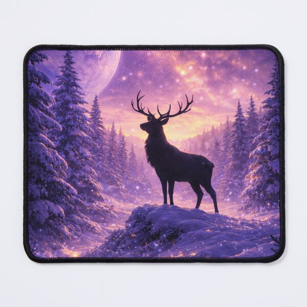 Item preview, Cosmic Elk in Winter Forest Beneath Galactic Sky designed and sold by ImaginingNebulae.
