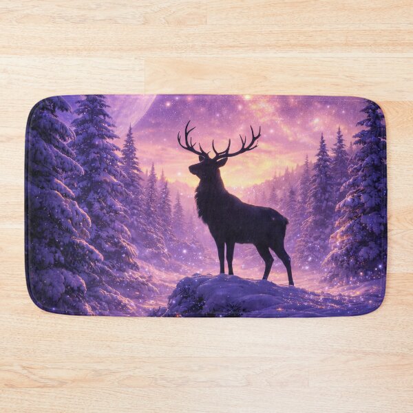 Item preview, Cosmic Elk in Winter Forest Beneath Galactic Sky designed and sold by ImaginingNebulae.
