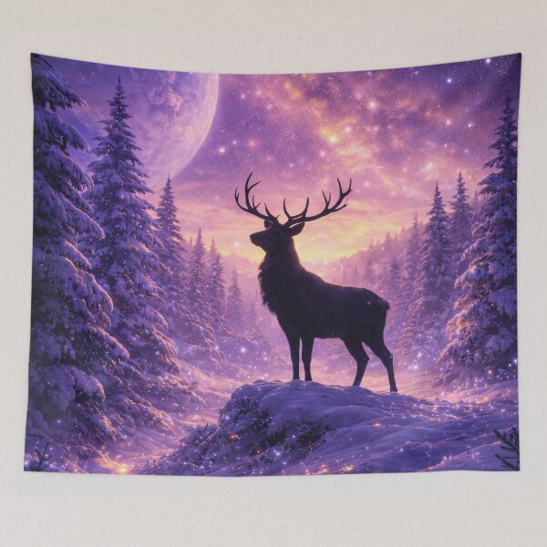 Item preview, Cosmic Elk in Winter Forest Beneath Galactic Sky designed and sold by ImaginingNebulae.