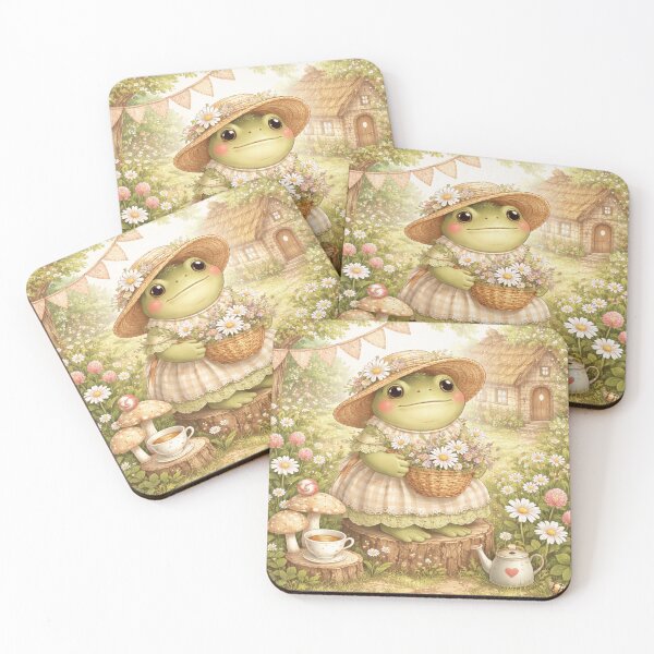 Item preview, Cottagecore Frog in garden with flowers designed and sold by TessAdventures.