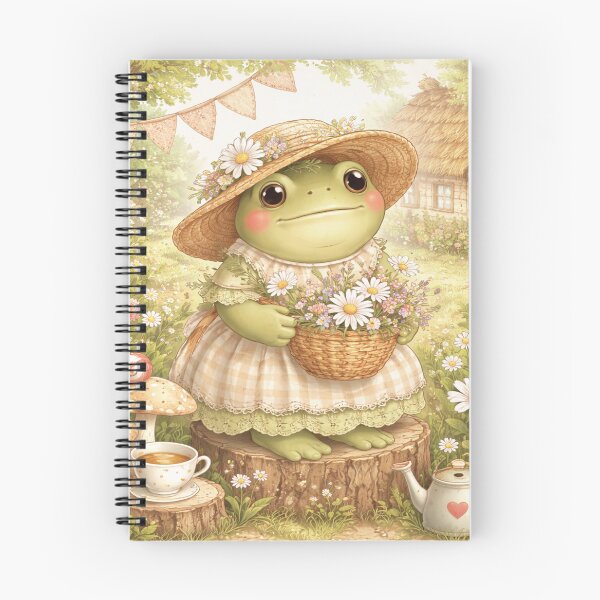 Item preview, Cottagecore Frog in garden with flowers designed and sold by TessAdventures.