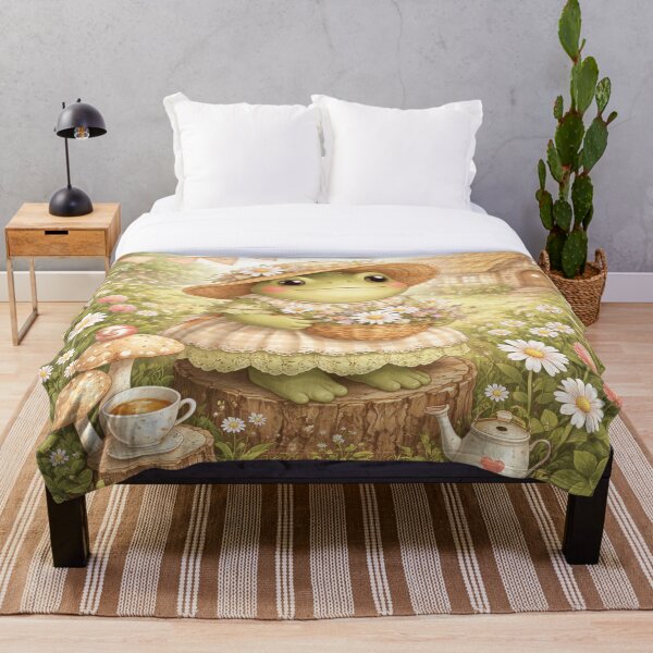 Item preview, Cottagecore Frog in garden with flowers designed and sold by TessAdventures.