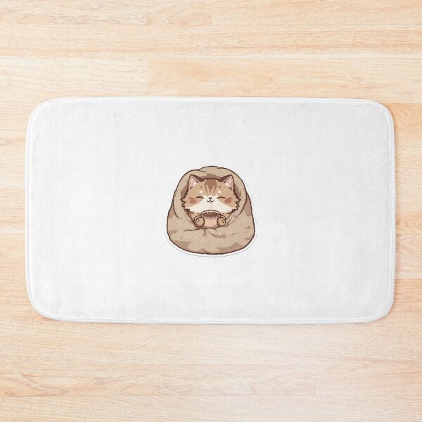 Item preview, Sleepy Cat Drinking Coffee Sticker | Cozy Hygge Aesthetic Cute Kitty | Warm Blanket Kawaii Laptop Decal designed and sold by Mintalize.