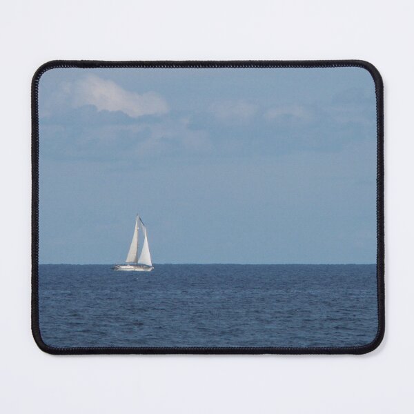 Item preview, Lonely White Sailboat Sailing on Calm Open Sea Under Vast Blue Sky and Distant Clouds designed and sold by Nmallia.