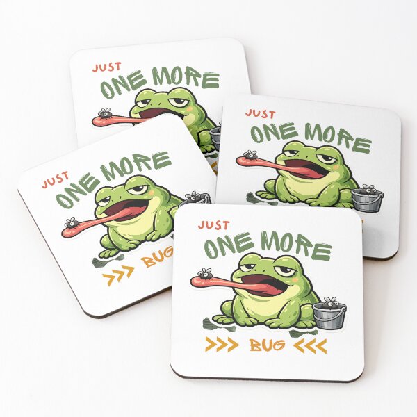 Item preview, Just One More Bug – Lazy Procrastinating Frog Funny Meme Cartoon designed and sold by HOUSE OF TIST.