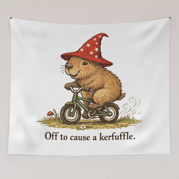 Item preview, Off To Cause A Kerfuffle Groundhog Funny Capybara Meme designed and sold by will freed18.