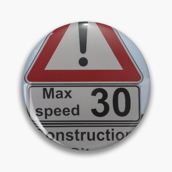 Item preview, Construction Site Warning Sign With Max Speed 30 Road Sign and Exclamation Alert Near Work Zone designed and sold by Nmallia.