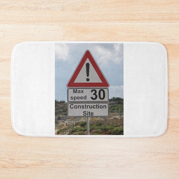 Item preview, Construction Site Warning Sign With Max Speed 30 Road Sign and Exclamation Alert Near Work Zone designed and sold by Nmallia.