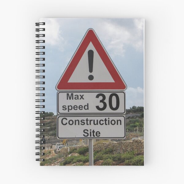 Item preview, Construction Site Warning Sign With Max Speed 30 Road Sign and Exclamation Alert Near Work Zone designed and sold by Nmallia.