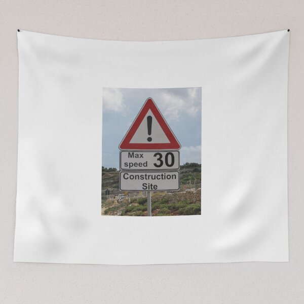 Item preview, Construction Site Warning Sign With Max Speed 30 Road Sign and Exclamation Alert Near Work Zone designed and sold by Nmallia.