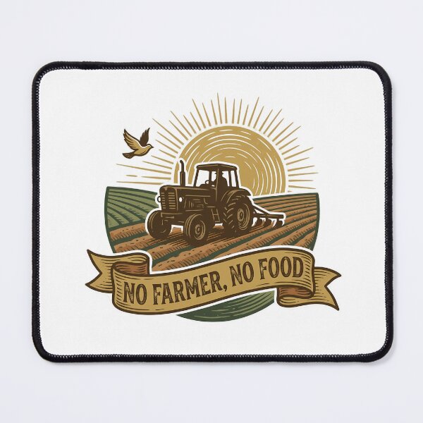 Item preview, No Farmer No Food Tractor Agricultural Vintage Rustic Woodcut designed and sold by chattsuede.