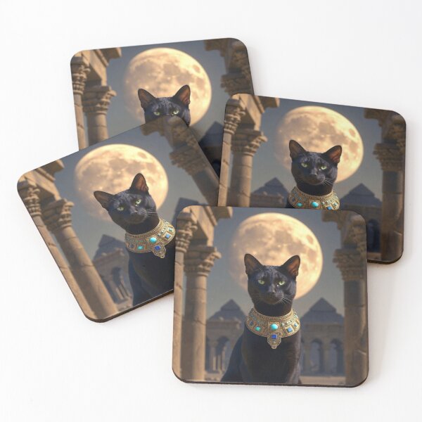 Item preview, Sacred Egyptian Black Cat On A Full Moon designed and sold by MakarenaCreate.