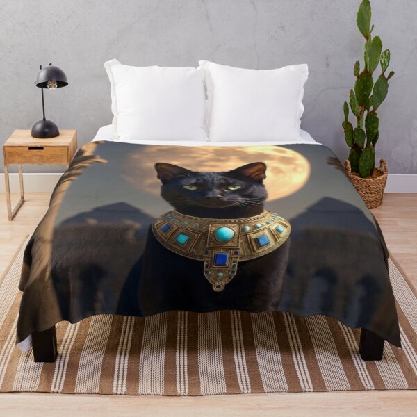 Item preview, Sacred Egyptian Black Cat On A Full Moon designed and sold by MakarenaCreate.