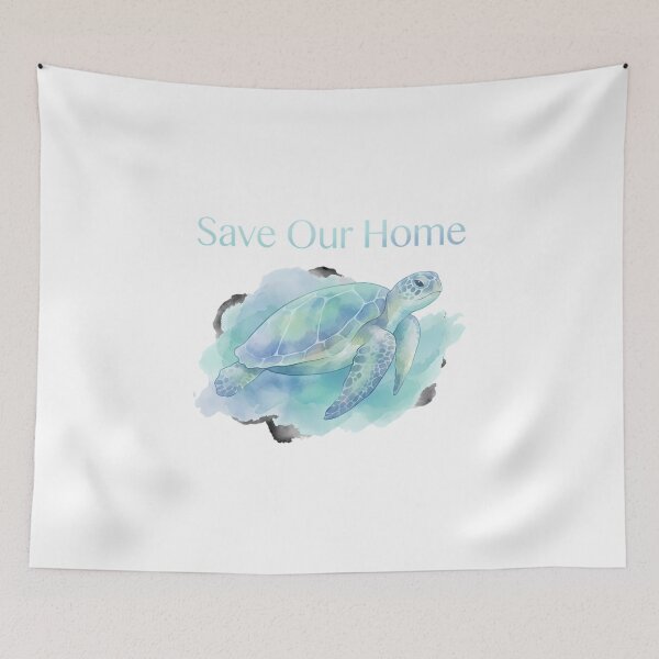 Item preview, Save Our Home sea turtle watercolor marine conservation ocean lover designed and sold by chattsuede.