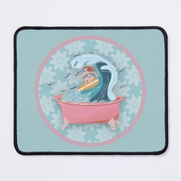 Item preview, Surfing in the bathtub, fan background light blue designed and sold by WONDERPRINTVALLEY.