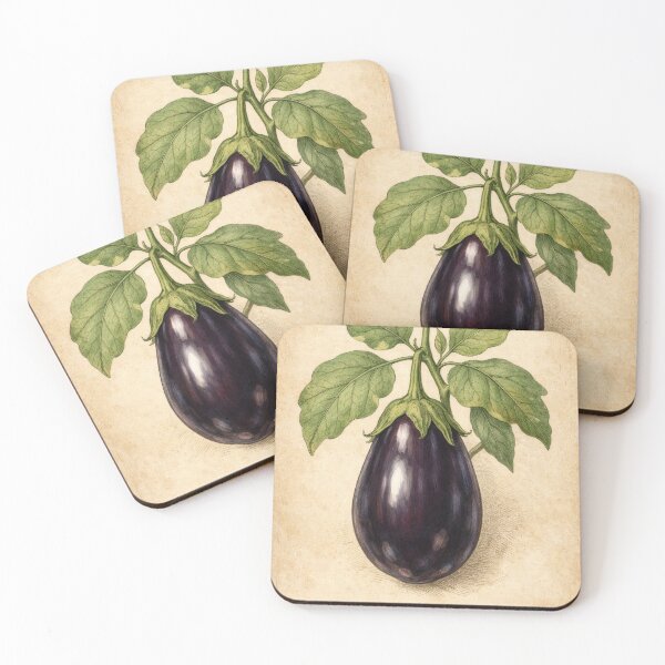 Item preview, Vintage Eggplant Botanical Illustration - Solanum melongena Antique Plant Print designed and sold by Darlin8888.