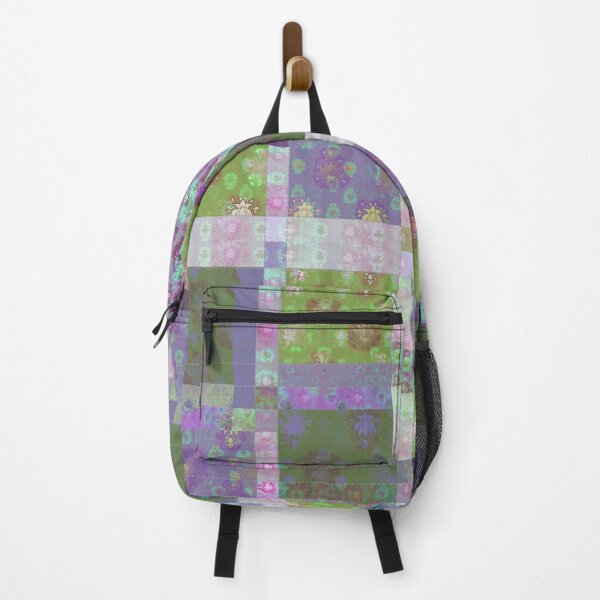 Item preview, Lotus flower purple lime patchwork woodblock designed and sold by evalundbergline.