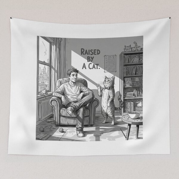 Item preview, Raised By A Cat designed and sold by PetJoyPrintsCO.