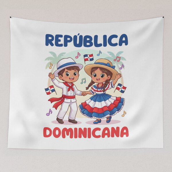 Item preview, Cute Dominican Kids Dancing in Traditional Outfit Flag designed and sold by NUMAcreations.