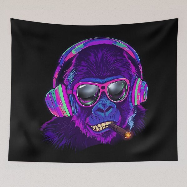 Item preview, Neon Gorilla DJ - Synthwave Ape Art designed and sold by Totallywasted.