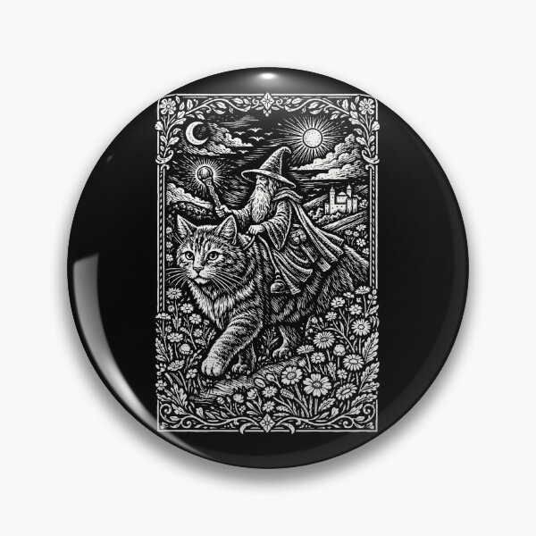 Item preview, Vintage Wizard Riding a Giant Cat in Mystical Night, Funny Cat Meme designed and sold by will freed18.