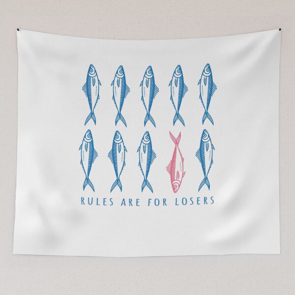 Item preview, Rules Are For Losers Rebel Fish Nonconformist Design designed and sold by izmb.