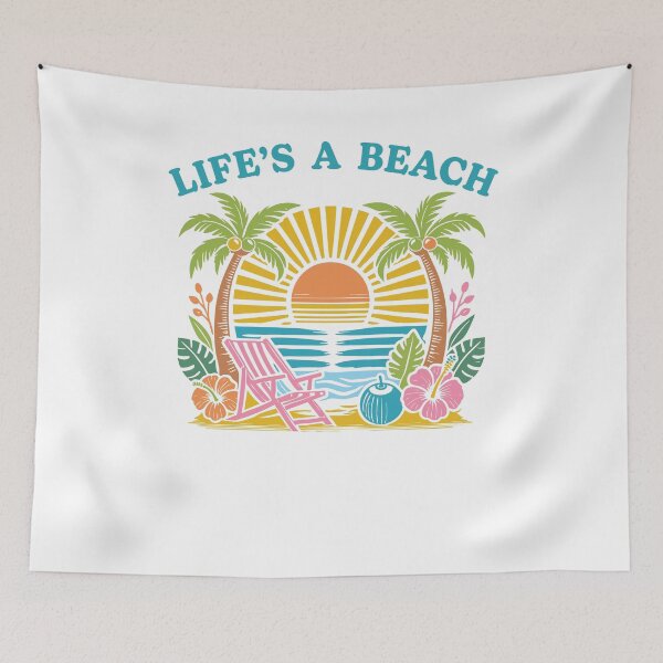 Item preview, LIFE'S A BEACH Retro Sunset Palm Trees Ocean Vacation designed and sold by izmb.