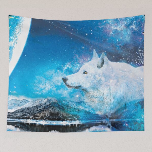 Item preview, White wolf with moon / Arctic wolf and Planets designed and sold by EglesCreations.