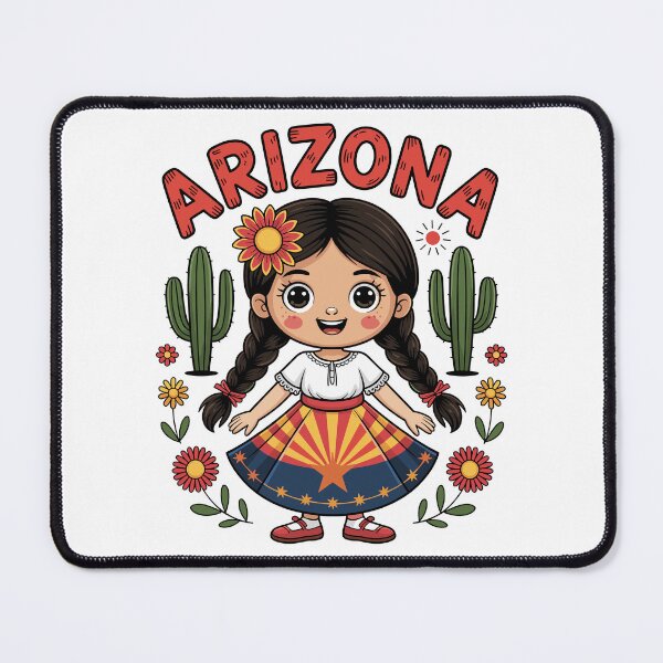 Item preview, Cute Arizona Girl in State Flag Dress and Cactus for Kids designed and sold by NUMAcreations.